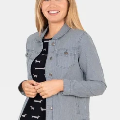 Brakeburn Womens Stripe Denim Jacket
